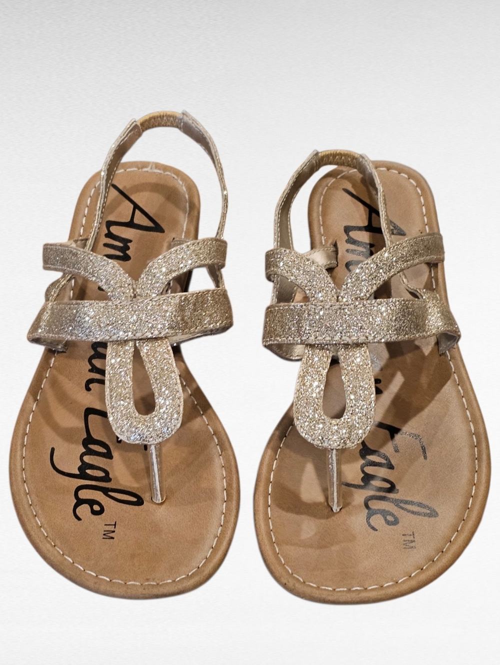 American Eagle Gold Glitter Sandals Size 6.5